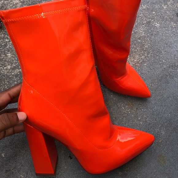 Orange Block Heel Point Boot - Picture 2 of 5